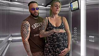 pregnant neighbor's elevator deepthroat swallows every drop