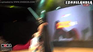 Brunette pornstar's huge tits and ass bounce wild at star wars party orgy!