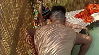 Dixie slurps cock at trailer park pool bar before gangbang squirt fest