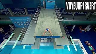 Hidden Camera Catches Women's High Diving Legs in Action