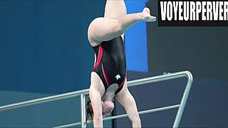 Hidden Camera Catches Women's High Diving Legs in Action