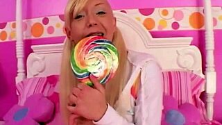 lil lexy grinds lollipop on wet pussy to teen orgasm