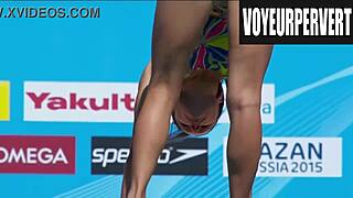 Hidden Camera Catches Women's High Diving Legs in Action