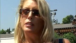 Mature classy cougar bends over for big tits doggystyle, naughty outdoor riding creampie