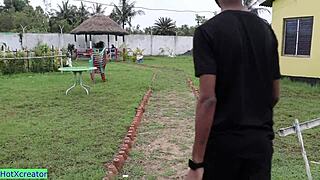 Indian aunty strips for rich boy then fucks hard