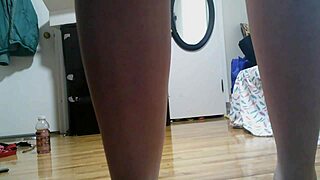 Chubby gym slut strips to naked yoga flashing huge saggy tits