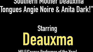 Southern MILF Deauxma Tongues Angie Noire's Big Tits and Pussy