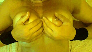 stepmom slathers her big tits in sticky cum massage