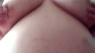 curvy milf teases her wet pussy in tub then rides stepson's cock till cum coats her huge boobs