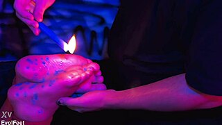 Oops, meant I drip candle wax on your bound feet while you gag on my toes in bondage play