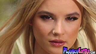 bold blonde teen bombshell sky wonderland strips outdoor showing big natural tits pussy