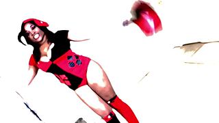 nina rivera as harley quinn deepthroats big black cock sloppy for halloween cosplay SUCKING BIG BALLS