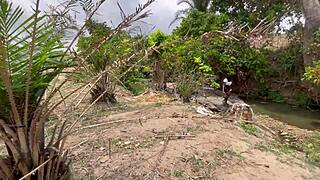 whoa this fat bitch screams as huge cock worships her outdoor ass 🍑💦