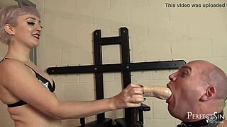 Mistress CHOKES Dirty Cocksucking SLAVE Gagging Deep