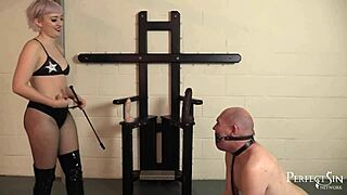 Mistress CHOKES Dirty Cocksucking SLAVE Gagging Deep