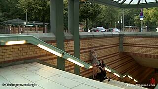 my pierced pussy blonde gets dominated and fucked hard outdoors