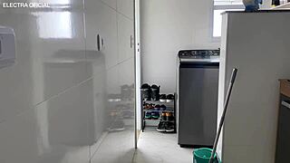 brazilian maid's huge ass gapes when she squats voyeur style