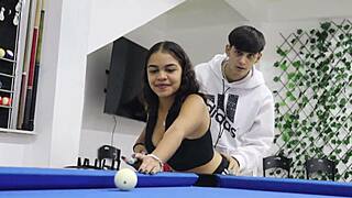 pool lesson with latina stepsis gets steamy