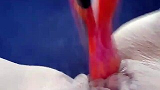 Teen rams huge dildo deep in shaved pussy solo