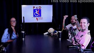 hot curvy latina backstage strips see-through lingerie flashing big tits turns bi after drink enema