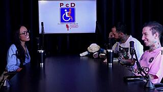 hot curvy latina backstage strips see-through lingerie flashing big tits turns bi after drink enema