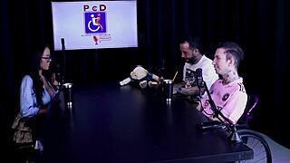 hot curvy latina backstage strips see-through lingerie flashing big tits turns bi after drink enema