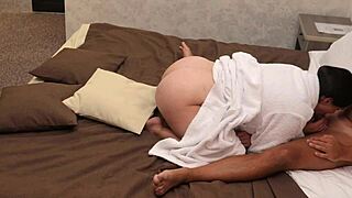 Big ass brunette milf begs for rough anal creampie pounding