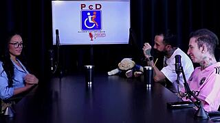 hot curvy latina backstage strips see-through lingerie flashing big tits turns bi after drink enema