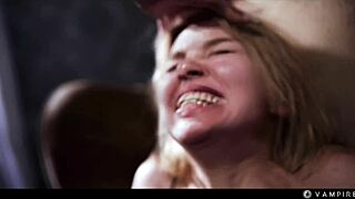 Brunette vampire mesmerizes cute blonde ashby into lesbian slave scissoring