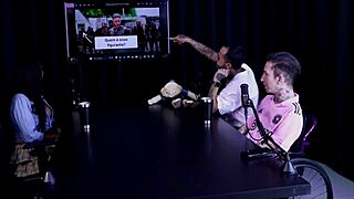 hot curvy latina backstage strips see-through lingerie flashing big tits turns bi after drink enema