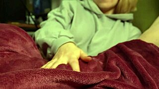 Watching TV Sparks Girlfriend's Premature Ruined Handjob Cumshot