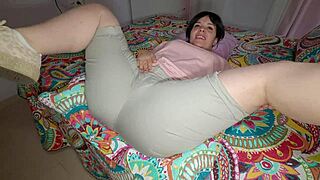 i pound my plump chubby stepmom's huge hairy pussy missionary creampie close up view