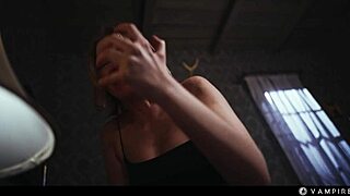 Brunette vampire mesmerizes cute blonde ashby into lesbian slave scissoring