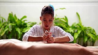 small asian teen massages then squirts on muscular bodybuilder's monster cock pov