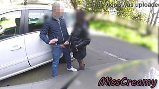 dick flash turns into street blowjob cum in mouth with bystanders watching close