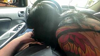 omg her fat ass shakes in car blowjob i drop windows so everyone sees her swallow my cum publicly