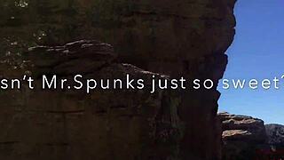 Blonde Short Hair Sucks Monster Cock Deep On Public Hiking Trail