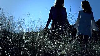 Scarlet Red and Blake Eden Shaved Lesbians Masturbate in Lingerie Outdoor Glamour Tease