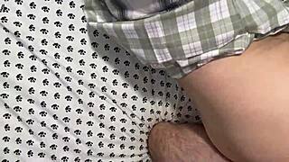 hey stepdad's filming our homemade pov doggystyle pounding on the creaky bed blonde skirt up natural tits bouncing