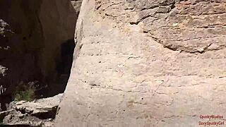 Blonde Short Hair Sucks Monster Cock Deep On Public Hiking Trail