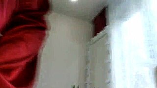 Mature wife teases in red satin negligee ponytail bobbing on thick cock nearby