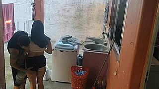 maid can't resist my hard cock once wife leaves so she drops to her knees for deepthroat blowbang and rough pussy banging