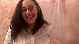 Shy Audrey Alder Drops to Knees for Massive Cumshot Facial After Sloppy Blowjob!