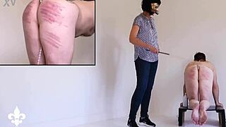 slave bound and caned before brutal fisting punishment