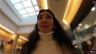 Skinny Teen PEES Jeans in Crowded Mall Shop!