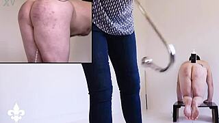 slave bound and caned before brutal fisting punishment