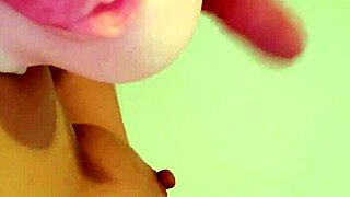 Petite Emy Angel gropes her sexy pussy and ass with dildo toy