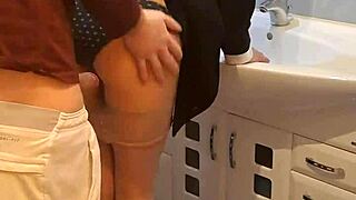 my heart races feeling her tight young pussy grip my huge cock in the bathroom mirror