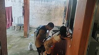 maid can't resist my hard cock once wife leaves so she drops to her knees for deepthroat blowbang and rough pussy banging