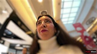 Skinny Teen PEES Jeans in Crowded Mall Shop!